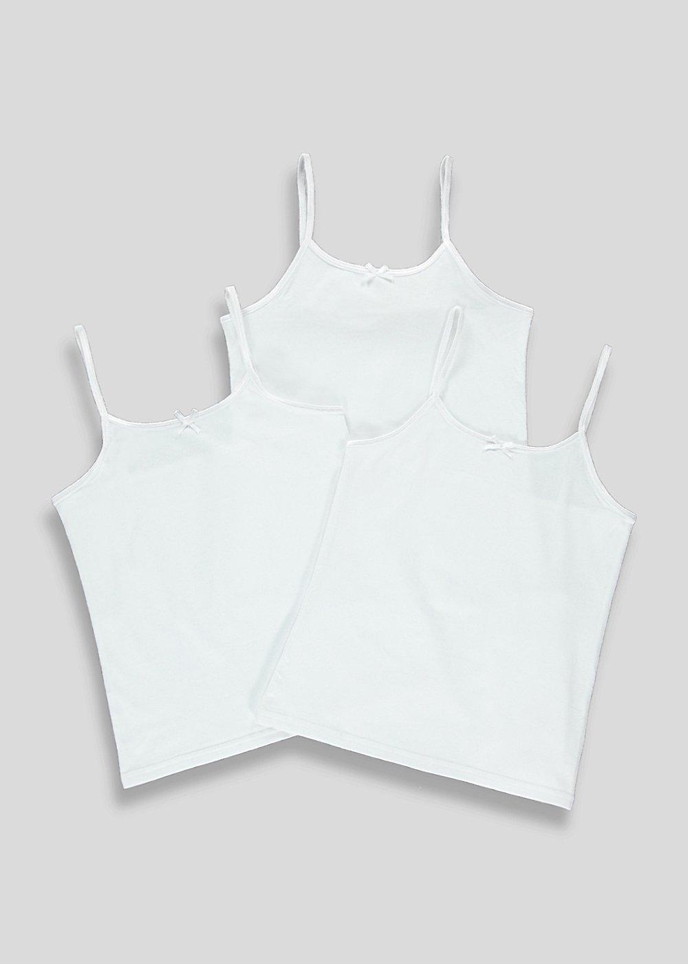 5 Pack Girls White Vests or Cami Vests Tops School Vests Underwear 