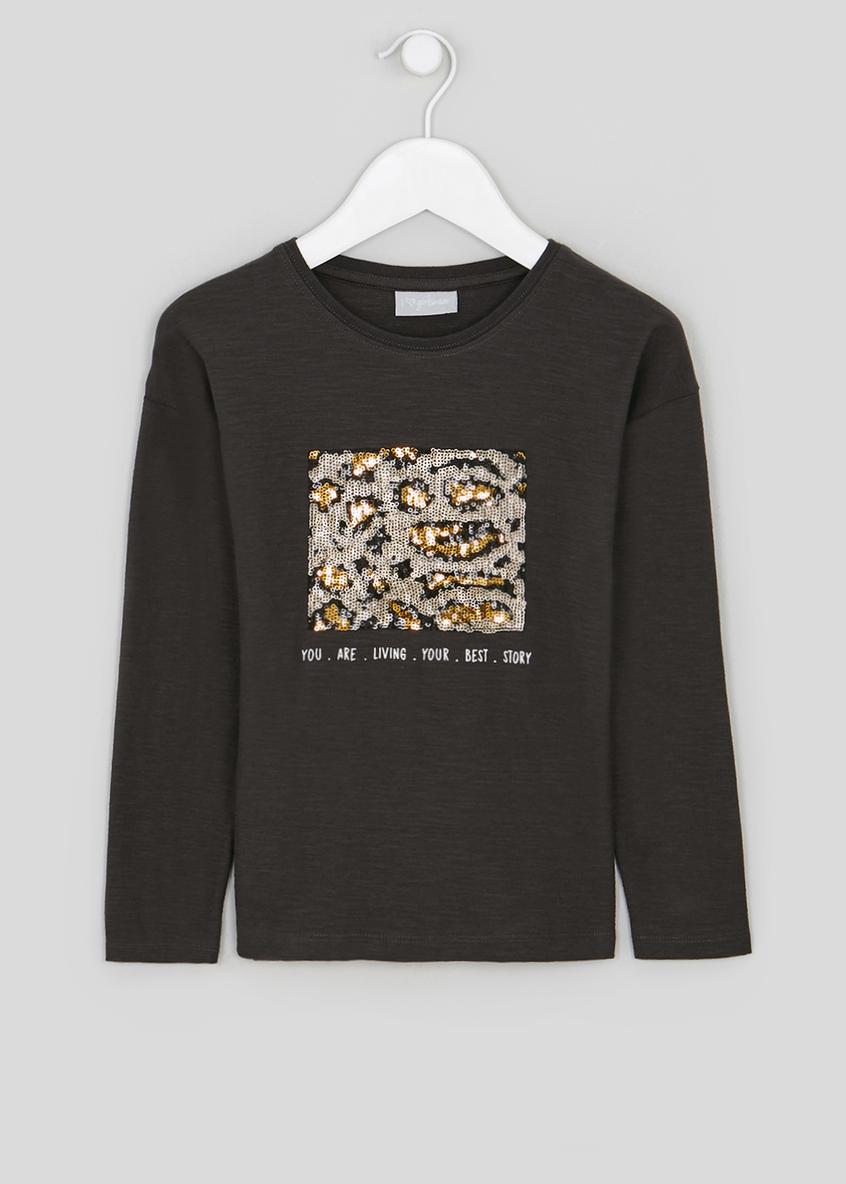 Girls Long Sleeve Leopard Sequin T-Shirt (4-13yrs)
