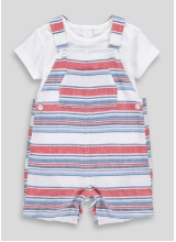 Unisex Stripe Dungaree & T-Shirt Set (Newborn-23mths)